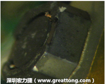 使用銀(Ag)鍍層的電源電感器(Power Inductors)，經(jīng)過推力測試后，零件端點(diǎn)上已經(jīng)看不到任何鍍層的痕跡了，所以其耐推力就比較小。