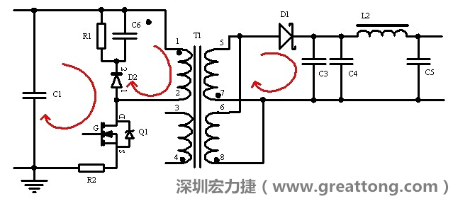 元件布局的時(shí)候，要優(yōu)先考慮高頻脈沖電流和大電流的環(huán)路面積，盡可能地減小,以抑制開關(guān)電源的輻射干擾