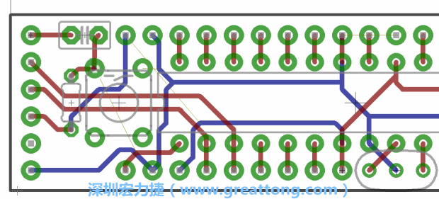 4.2. 然后在電路板的背面進(jìn)行布線。
