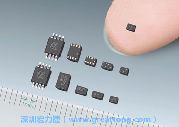 常規(guī)IC與WLP制作的封裝設(shè)計(jì)元件，尺寸有極大的差異，WLP僅需晶粒尺寸就有相同的電氣特性。