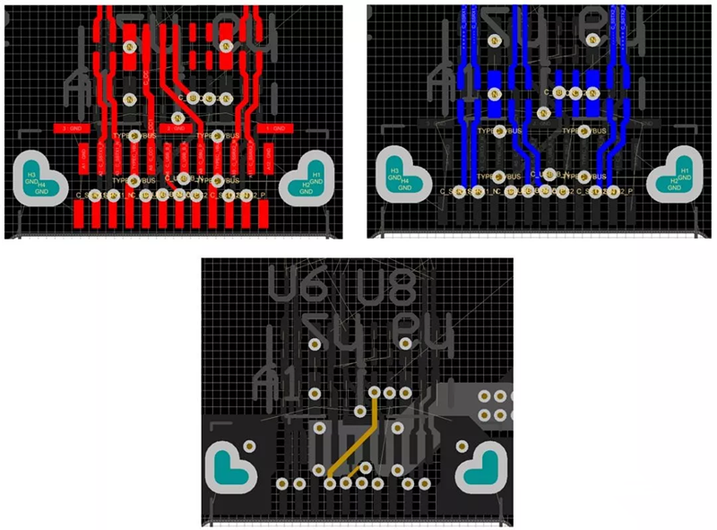 對SBU，USB2和CC1/2等信號做以下布線處理
